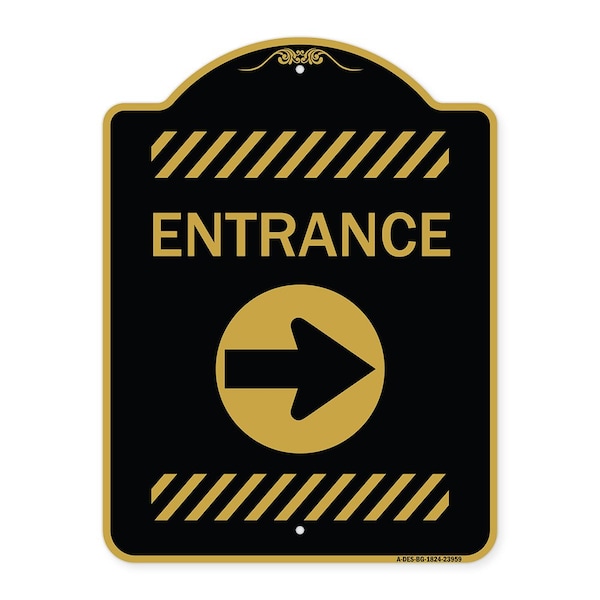 Signmission Flex Post Entrance W/ Right Arrowfor Flex Paddle Heavy-Gauge Alum, 24" L, 18" H, BG-1824-23959 A-DES-BG-1824-23959 - main